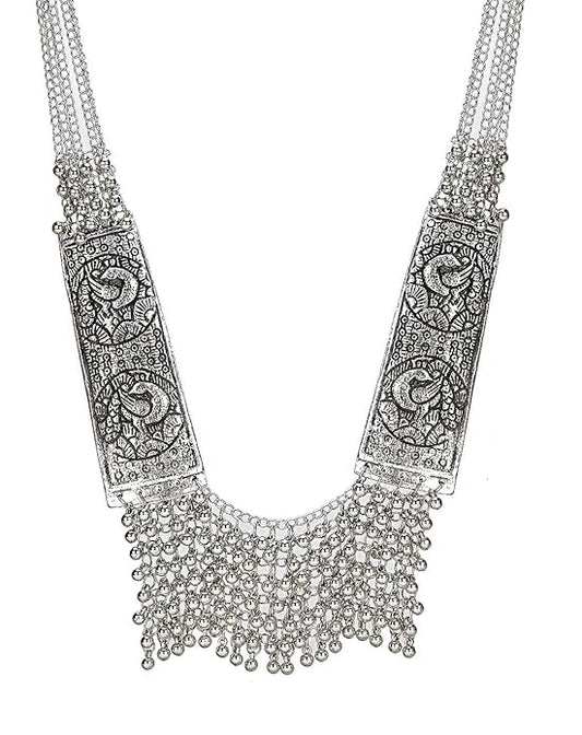 YouBella Stylish Afghan Tribal Necklace | Silver-Plated | Material: Brass | Fashionable Art Jewelry | Ideal for gifting and personal use | For women and girls
