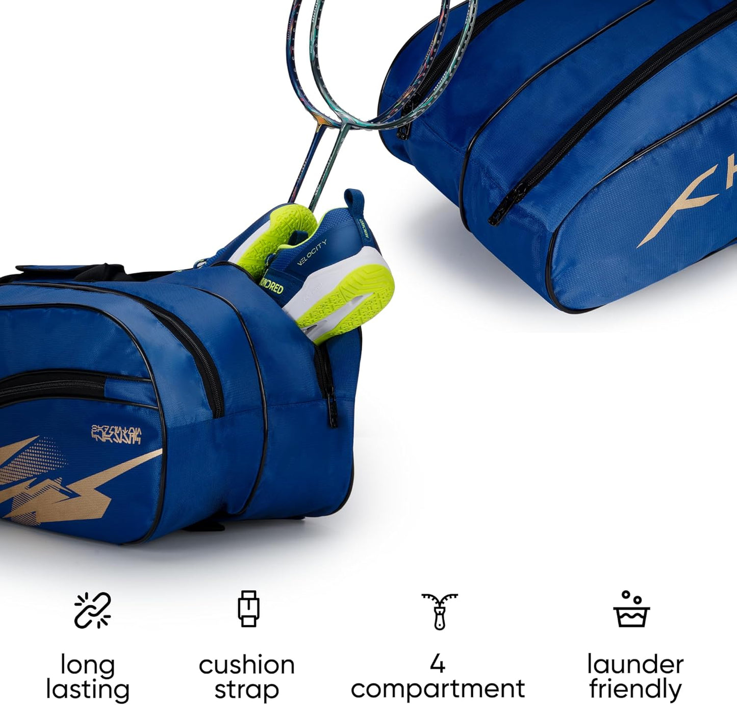 Hundred Cosmogear Badminton Set Bag |Double Zipper | Front Zipper Pocket