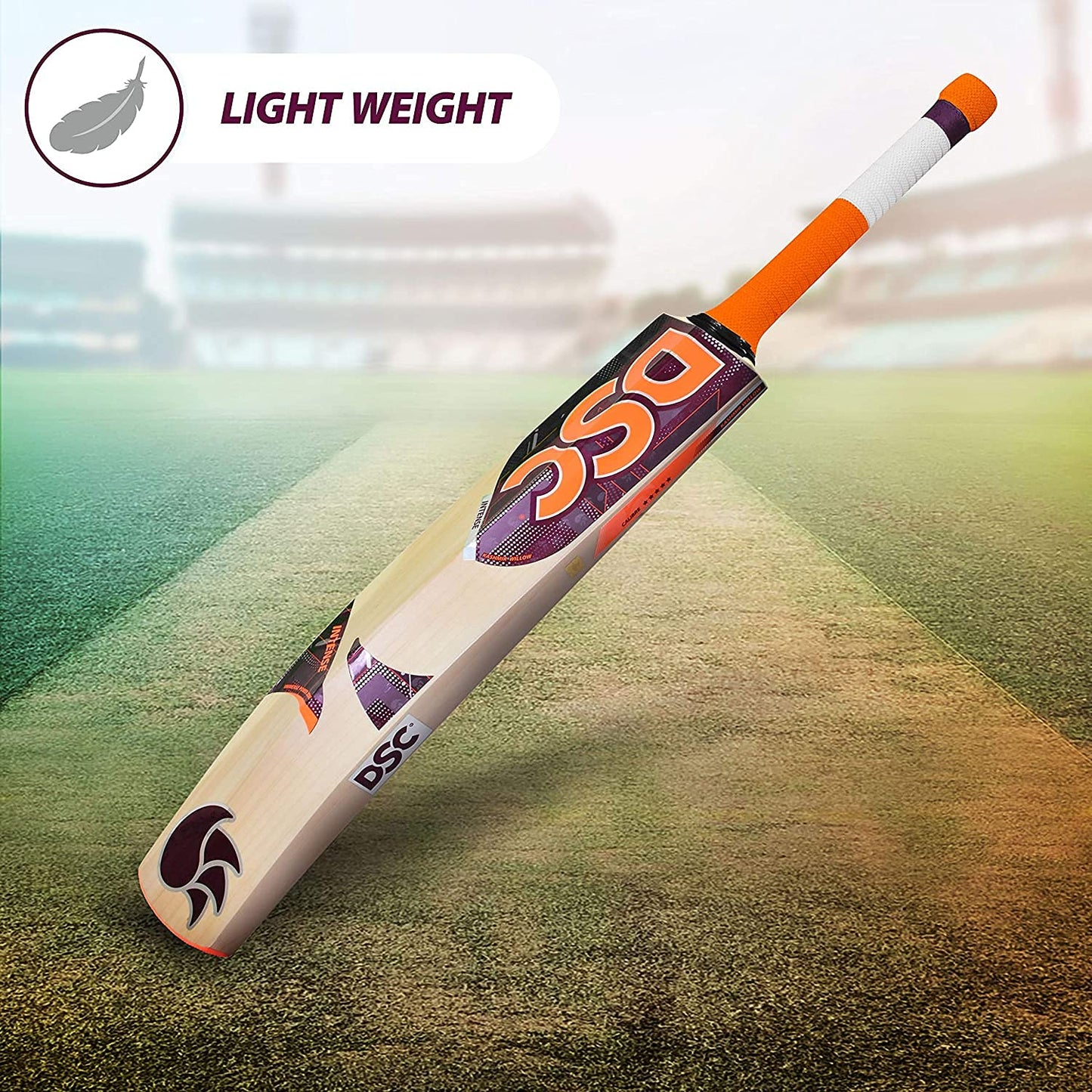 DSC Intense Force Kashmir Willow Cricketschläger | Farbe: Mehrfarbig | Größe – Egge | Bereit zum Spielen| Leicht | Kostenlose Abdeckung | für Profispieler | Dicke Kanten | Ausgeprägter Bogen. Verbesserte Aufnahme