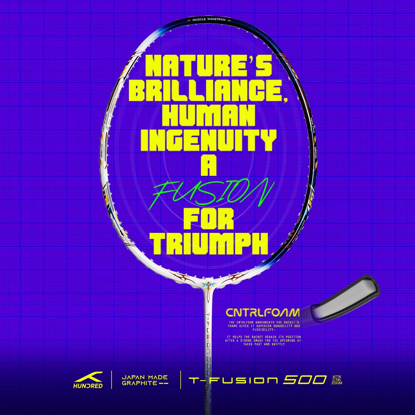 Hundred T-Fusion 500 CTRL Badmintonschläger