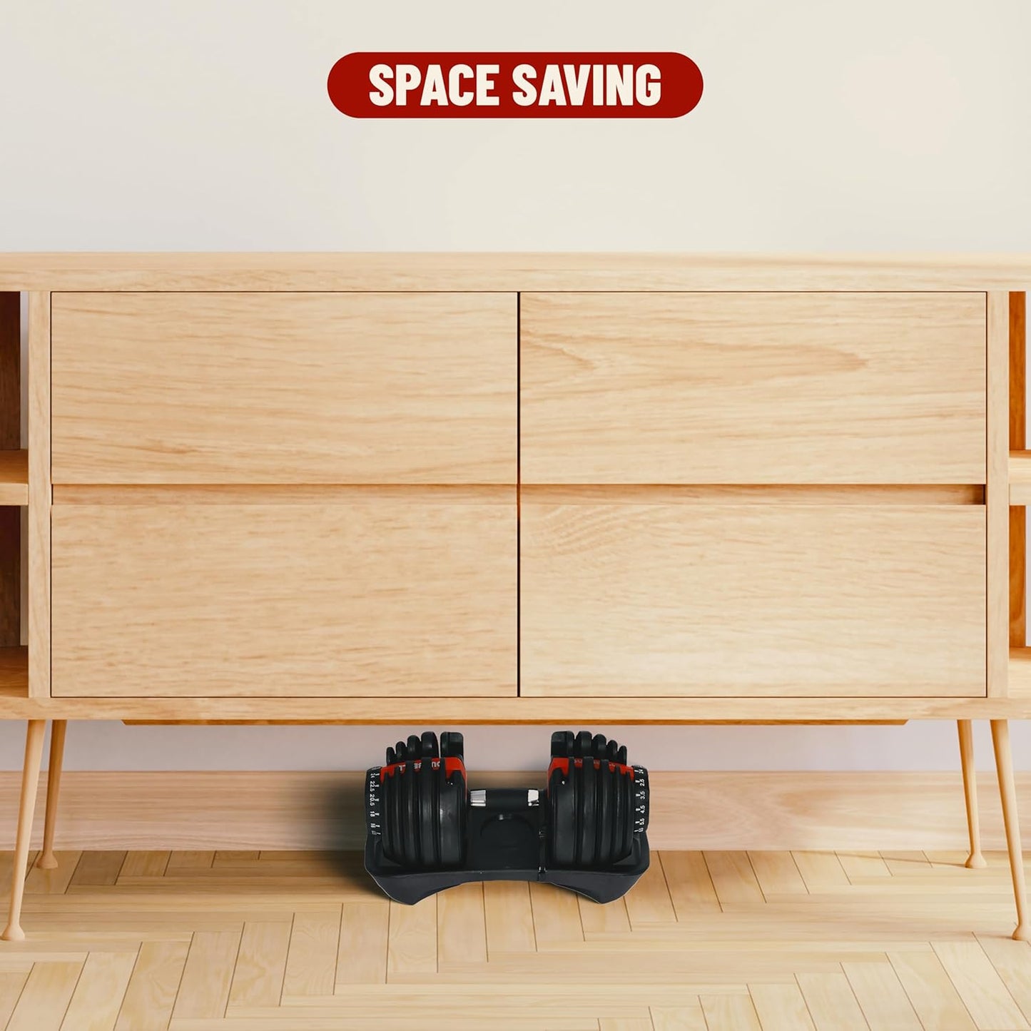 Endless einstellbare Hantel Bereich von 2,5 kg - 24 kg | Schwarz und Rot | Material : Eisen + Polypropylen + Nylon | 5-IN-1 einstellbare Hantel Gewicht für Fitness, Übung und Workout Gym Equipment