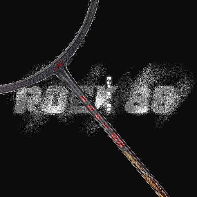 HUNDRED ROCK 88 Carbon Fiber Strung Badminton Racket with Full Racket Cover | For Intermediate Players | 78 grams | Maximum String Tension - 32lbs