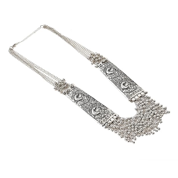 YouBella stilvolle afghanische Stammes-Halskette | Versilbert | Material: Messing | Modischer Kunstschmuck | Ideal zum Verschenken und für den persönlichen Gebrauch | Für Frauen und Mädchen