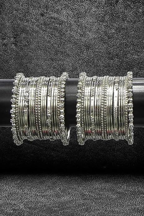 YouBella Traditional Silver-Plated Oxidized Bangle Set | Material: Brass | Size: 2.6 | Fashionable Art Jewelry | For Women and Girls | Long-Lasting Finish | Suitable for All Occasions