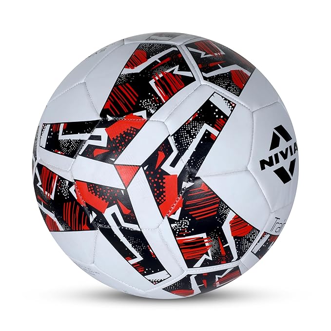 Nivia Trainer Fußball, Trainingsball, 32 Felder, strapazierfähiger Gummibelag maschinell genäht, Blase mit Butylfaden, Trainingsball Standard, zum Spielen auf Natur- und Kunstrasen