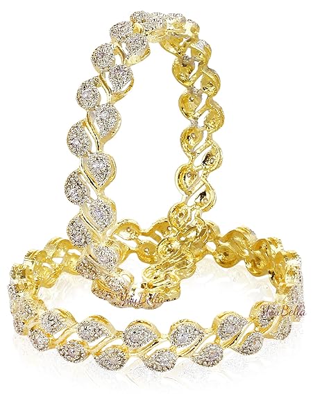 YouBella Stylish Traditional Jewelry Gold Plated and American Diamond Bangle Set for Women