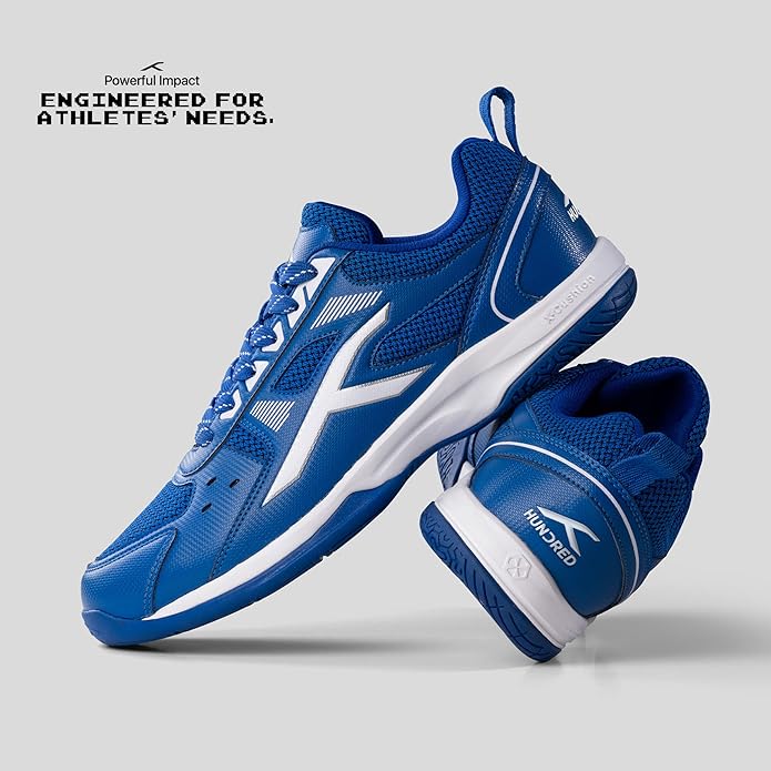 Hundred Raze Unisex Badminton Sports Shoes (Non-Marking) | for Indoor Squash, Table Tennis, Basketball & Paddle Pickle | Lightweight | X-Cushion, Toe Assist