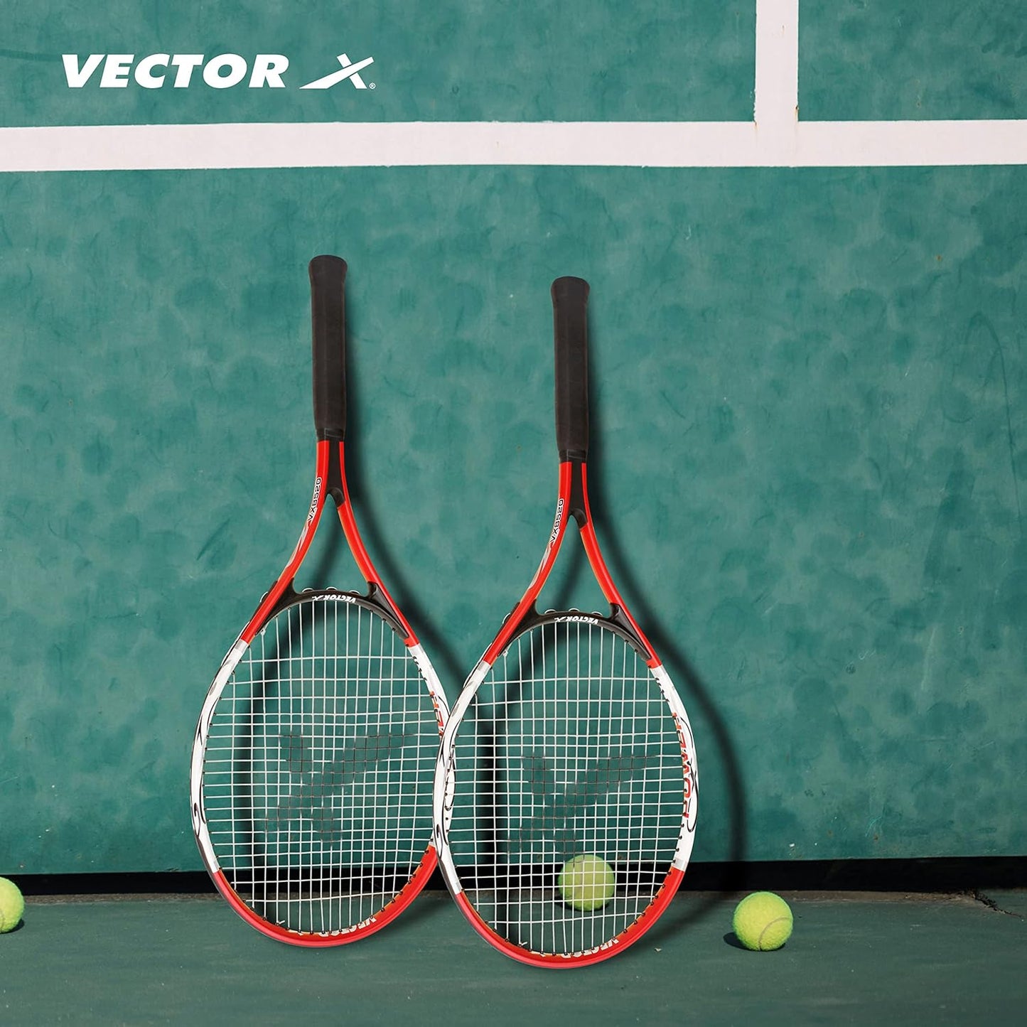 Vector X Vxt 520 27 Zoll Senior mit 3/4 Abdeckung bespannt Tennisschläger (Rot, Weiß) (Rot)
