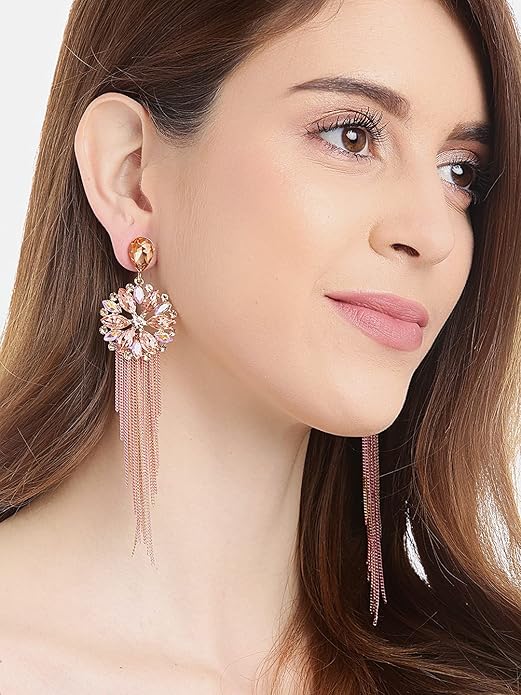 YouBella Schmuck Ohrringe | Farbe: Schwarz | Kristall-Quasten-H&made-Ohrringe für Mädchen und Frauen | Am besten zum Verschenken | Hochzeit | Stilvoll | Partykleidung | Mode | Geeignet für alle Gelegenheiten