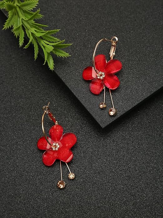 YouBella Floral Drop Earrings | Gold plattiert | Material: Messing | Modischer Kunstschmuck | Für Frauen & Mädchen | Perfekt für besondere Anlässe und Bürokleidung | Für Geschenke & Hochzeiten