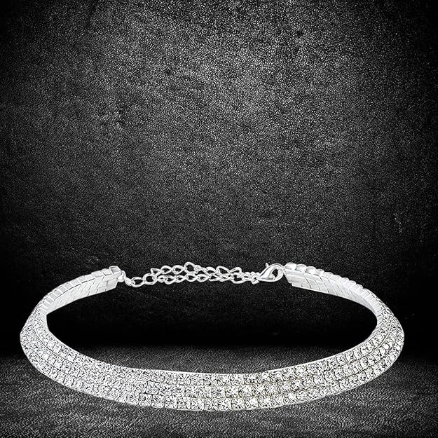 YouBella Fashion Strass Halskette | Versilbert, aus Messing | Für Frauen und Mädchen | Kristallschmuck | Perfekt für alle Gelegenheiten | Am besten zum Verschenken | Hautfreundlich | Nicht allergisch