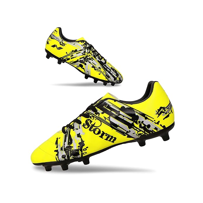 Nivia Storm Fußballschuh | Kunstleder | Schnürung | Minimale Wasserabsorption/Wassergeschützt