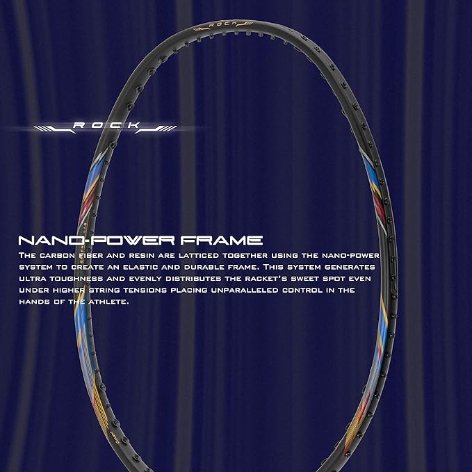 HUNDRED ROCK 88 Carbon Fiber Strung Badminton Racket with Full Racket Cover | For Intermediate Players | 78 grams | Maximum String Tension - 32lbs