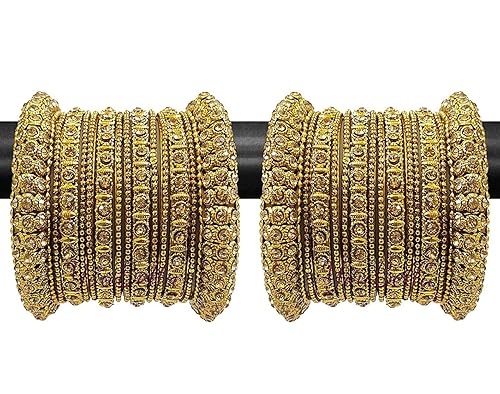 YouBella Gold-Plated & American Diamond Bangle Set for Women and Girls (Size 2.4) | Material: Brass | Skin-friendly | Best for Gifting | Wedding | Party Wear | Stylish | Suitable for All Occasions