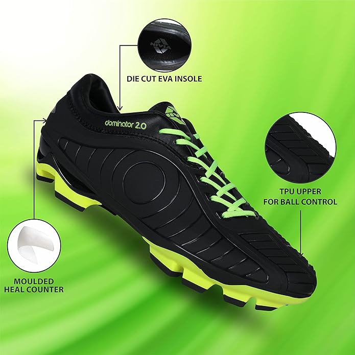 Nivia Dominator 2.0 Fußballschuhe | TPU-Sohle mit PVC-Kunstleder-Obermaterial, geformte Einlegesohle