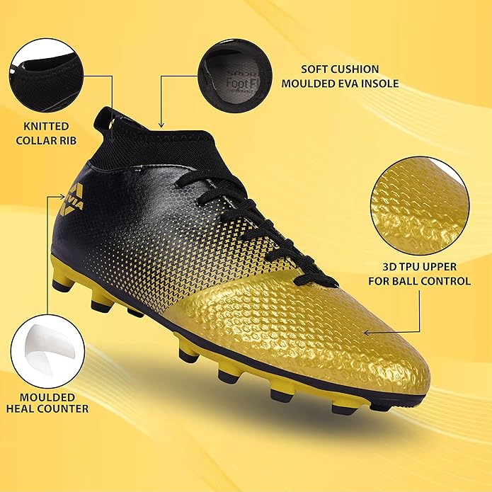 Nivia Ashtang Fußballstollen für Männer/Sport und athletische Schuhe mit PU Synthetik Leder Ober/bequeme Fußballschuhe