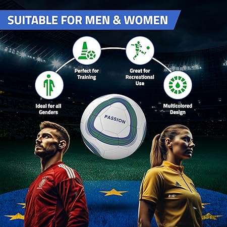 RAYO Passion Maschinengenähter Fußball der Größe 5 | Material : PVC | Multicolor | Dieser leichte 1,4 MM Dicke Zwischenfußball ist für Trainingszwecke geeignet | Für Männer und Frauen