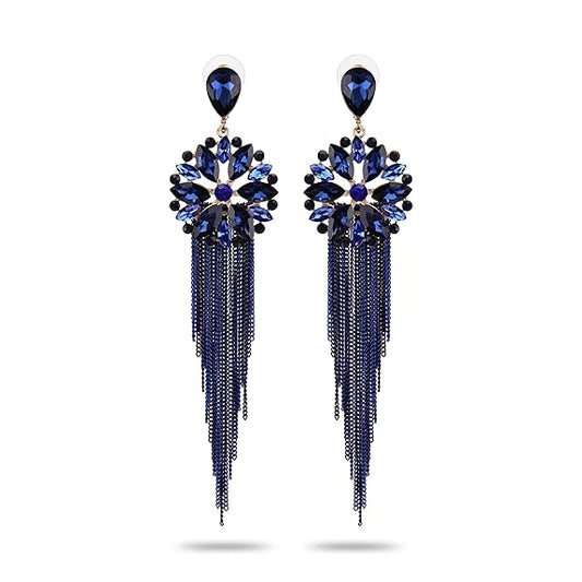 YouBella Jewellery Crystal Tassel Gold Plated Handmade Earrings for Women