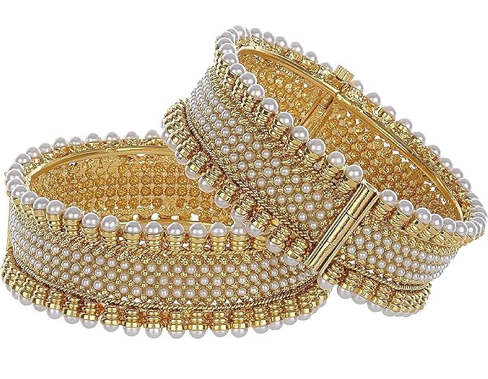 YouBella Stylish Traditional Jewellery Gold Plated and Pearl Bangle Set for Women
