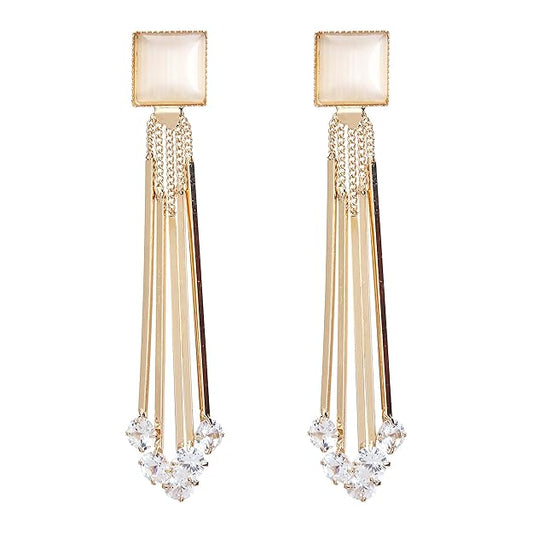 YouBella Butterfly Design Gold-Plated Dangler White Earrings | Fashionable and beautiful artificial jewelry | Earrings for women and girls | Perfect for special occasions | For gifting and weddings