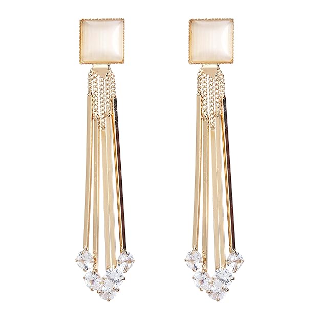 YouBella Butterfly Design Vergoldete Dangler Weiße Ohrringe | Modischer und schöner künstlicher Schmuck | Ohrringe für Frauen und Mädchen | Perfekt für besondere Anlässe | Zum Verschenken und zur Hochzeit