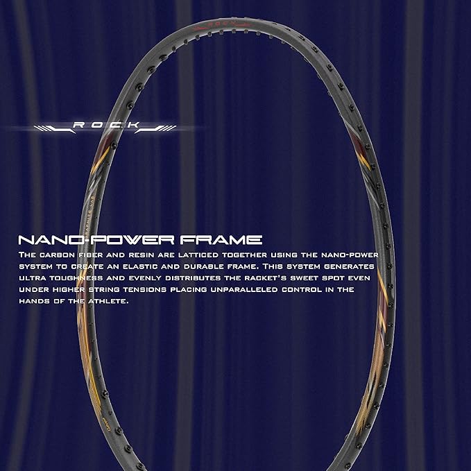 HUNDRED ROCK 88 Carbon Fiber Strung Badminton Racket with Full Racket Cover | For Intermediate Players | 78 grams | Maximum String Tension - 32lbs