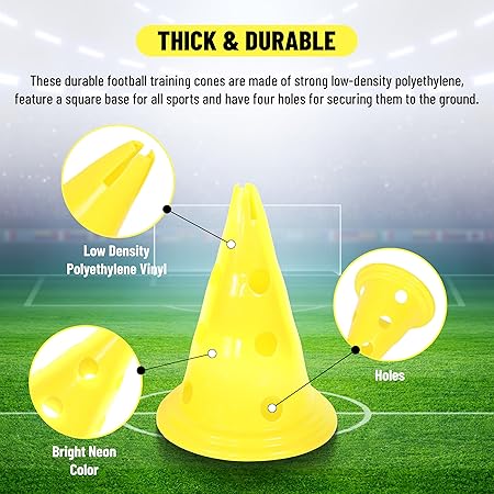 Endless Fußball Kegel von 12 Pcs | Multicolor | Kunststoff | Sporttraining Agility Feld Marker Kegel für Skating Basketball Fußball Praxis Drills | Geeignet für Indoor & Outdoor Games Hindernis
