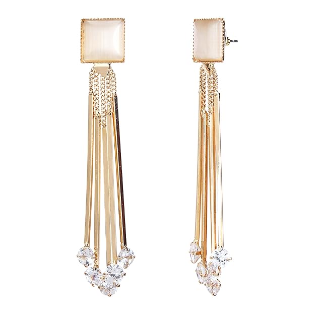 YouBella Butterfly Design Vergoldete Dangler Weiße Ohrringe | Modischer und schöner künstlicher Schmuck | Ohrringe für Frauen und Mädchen | Perfekt für besondere Anlässe | Zum Verschenken und zur Hochzeit