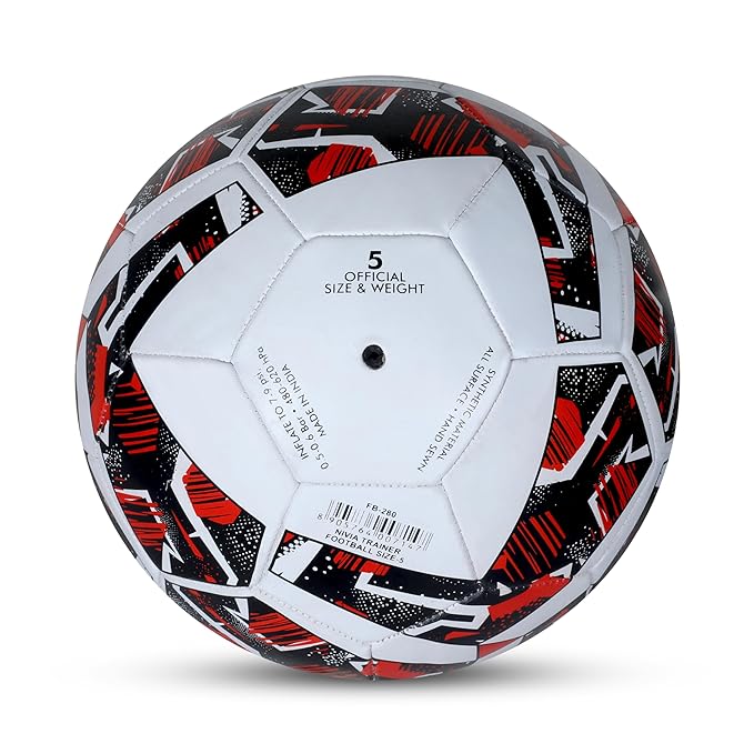 Nivia Trainer Fußball, Trainingsball, 32 Felder, strapazierfähiger Gummibelag maschinell genäht, Blase mit Butylfaden, Trainingsball Standard, zum Spielen auf Natur- und Kunstrasen