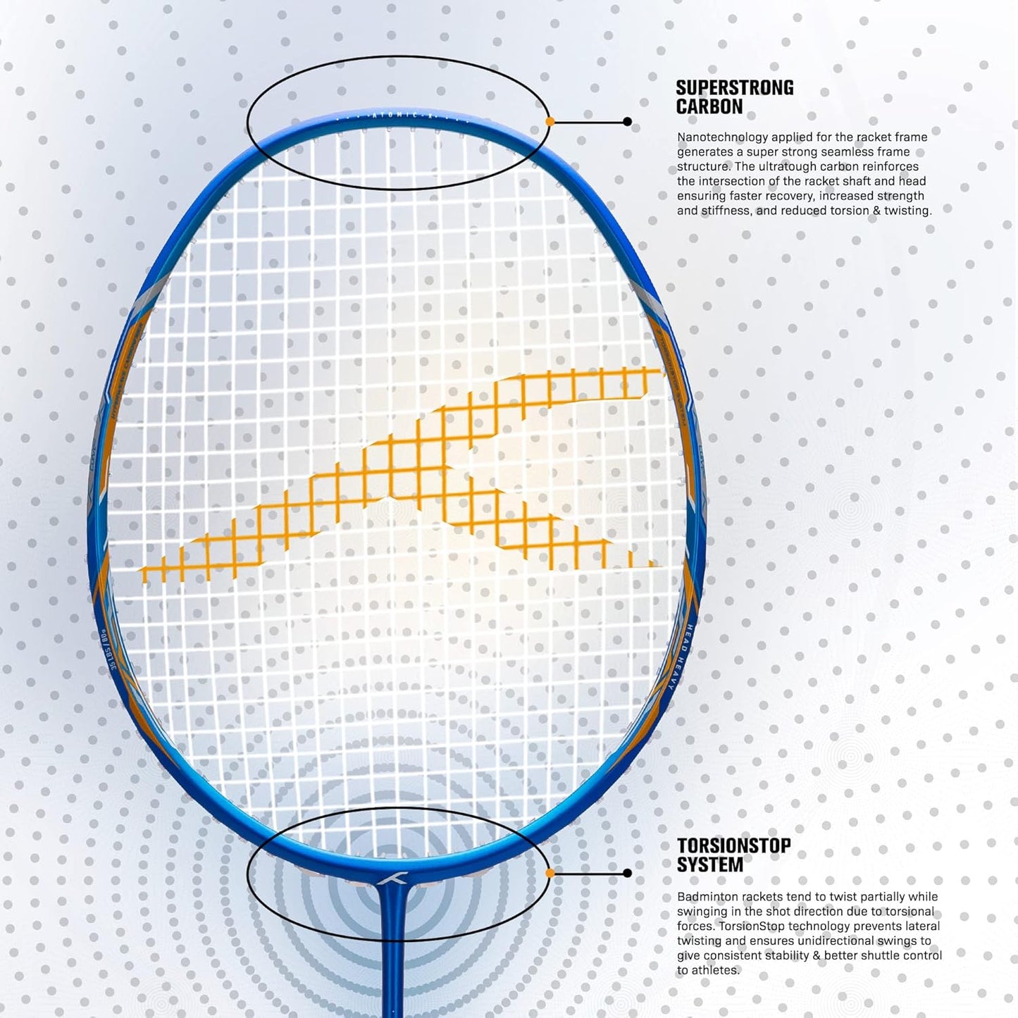 HUNDRED ATOMIC-X 35 SPD Carbonfaser-Badmintonschläger mit Besaitung und vollständiger Schlägerhülle Für fortgeschrittene Spieler | 80 Gramm | Maximale Saitenspannung – 35 lbs