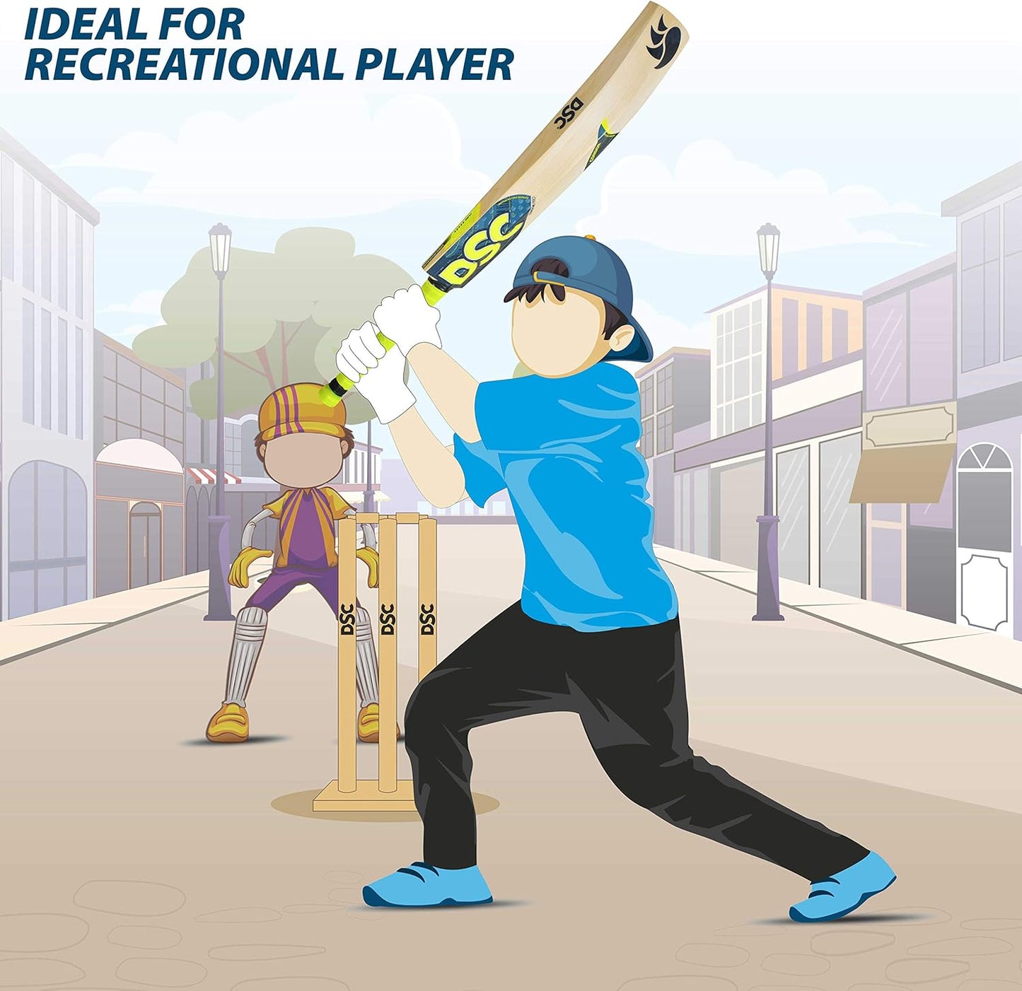 DSC Condor Flicker Kashmir Willow Cricket Bat | Farbe: Multicolor | Größe: 2 | Für Männer & Jungen | Material: Holz | Massive Ränder | Exquisite Balance