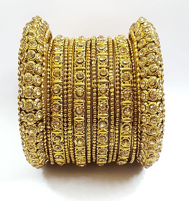 YouBella Gold-Plated & American Diamond Bangle Set for Women and Girls (Size 2.4) | Material: Brass | Skin-friendly | Best for Gifting | Wedding | Party Wear | Stylish | Suitable for All Occasions