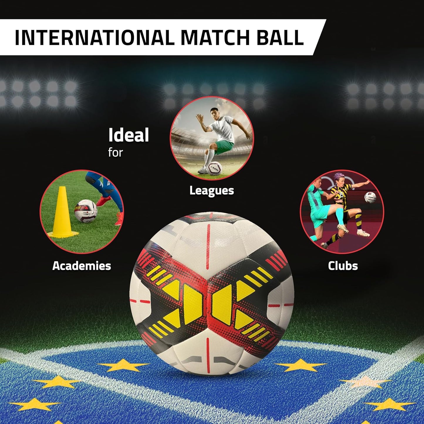 Rayo Mission Hybrid 32 Panel Match Football der Größe 5 | FIFA Approved / Stamped | Material : PU | 1 MM Thickness Football für professionelle Spiele