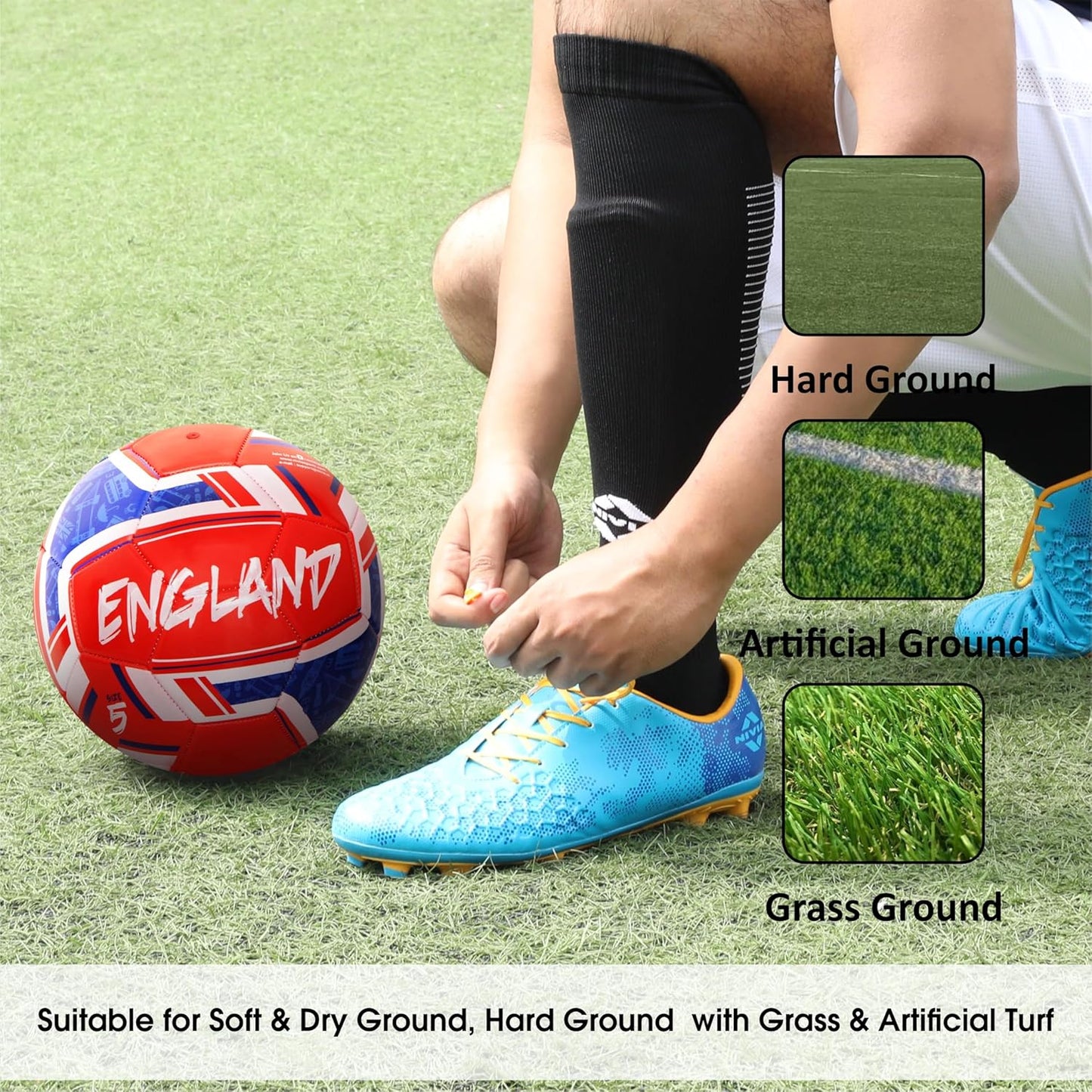 Nivia Spinner Maschinengenähter Fußball (England), 32-Panel-Fußball, PVC-genähter Fußball, Fußball für Training, Freizeit, Anfänger, Fußball, Fußballgröße – 5 (Mehrfarbig)