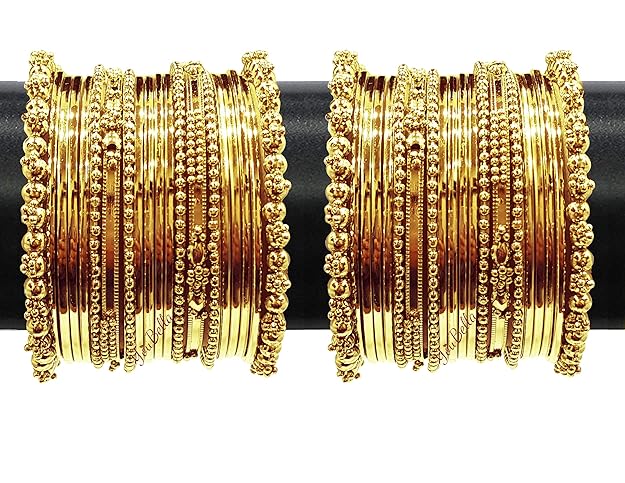 YouBella Traditional Gold Plated Oxidized Bangle Set | Material: Brass | Size: 2.6 | Fashionable Art Jewelry | For Women & Girls | Durable Design | Suitable for All Occasions