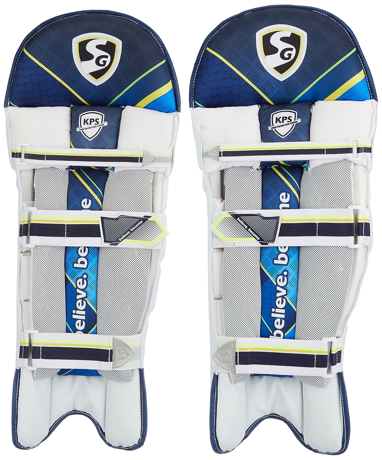SG Litevate Batting Leg Guard für Männer & Jungen | Farbe: Weiß | Verschlusstyp: Haken und Schlaufen | Beinschutz für Cricket | Cricket-Sicherheitsausrüstung | Cricket-Pads | Batting Leg Armor