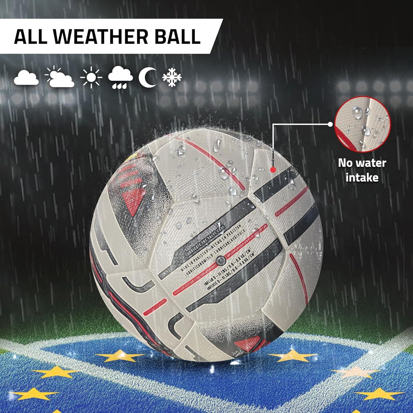Rayo Mission Hybrid 32 Panel Match Football der Größe 5 | FIFA Approved / Stamped | Material : PU | 1 MM Thickness Football für professionelle Spiele
