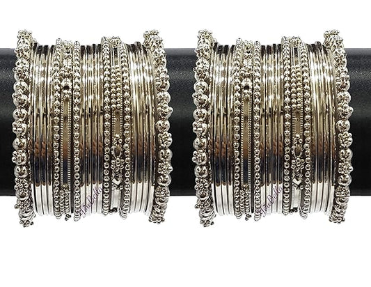 YouBella Traditional Silver-Plated Oxidized Bangle Set | Material: Brass | Size: 2.6 | Fashionable Art Jewelry | For Women and Girls | Long-Lasting Finish | Suitable for All Occasions