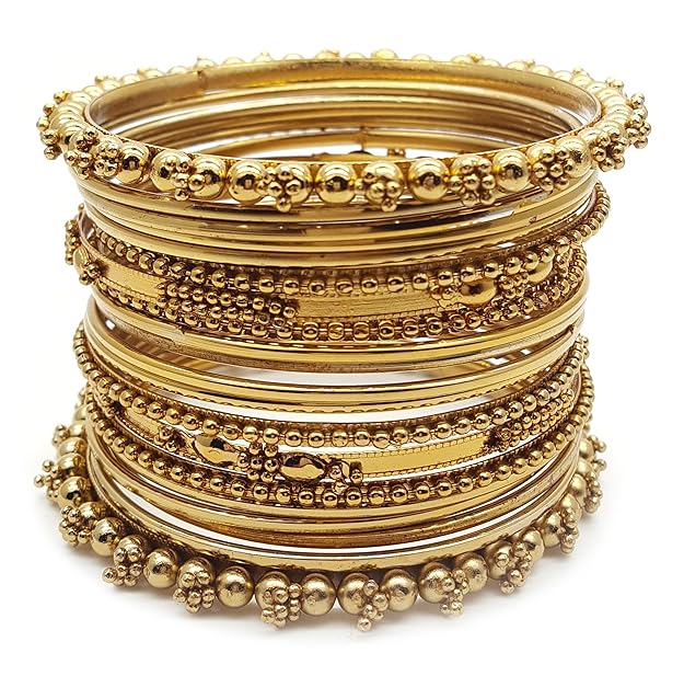 YouBella Stylish Traditional Jewelry Gold Plated Bangle Set for Women (Golden)(YBBN_91103_2.6)