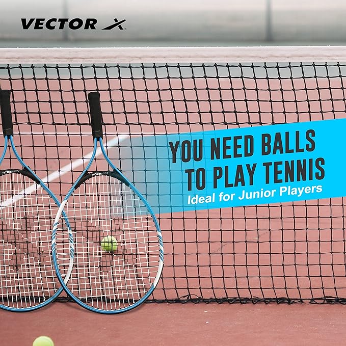 Vector X VXT-520 Strung Tennisschläger | Größe: 25 Zoll | Material: Aluminium | mit 3/4 Hülle | Leichtgewicht | Starke Schlagfestigkeit | Stoßdämpfende Wirkung | Spielstärke: Fortgeschrittene
