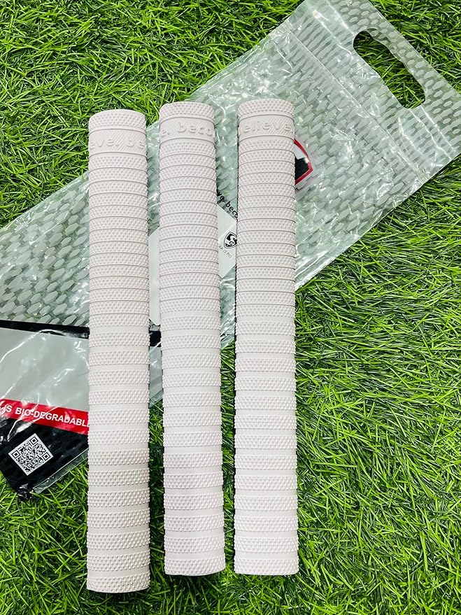 SG Hexa Cricketschlägergriff | 3 Stück | Farbe: Weiß | Größe: Standard | Material: Gummi | Langlebig und langlebig | Stark und robust | Stoßdämpfung | Verbesserte Leistung