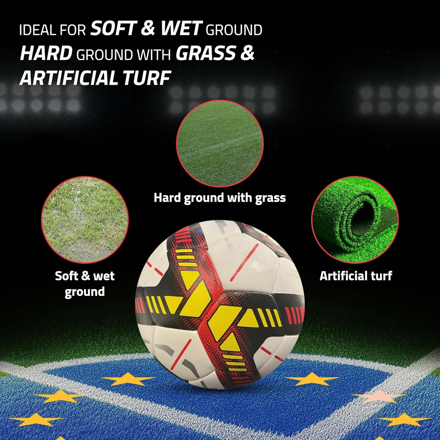 Rayo Mission Hybrid 32 Panel Match Football der Größe 5 | FIFA Approved / Stamped | Material : PU | 1 MM Thickness Football für professionelle Spiele