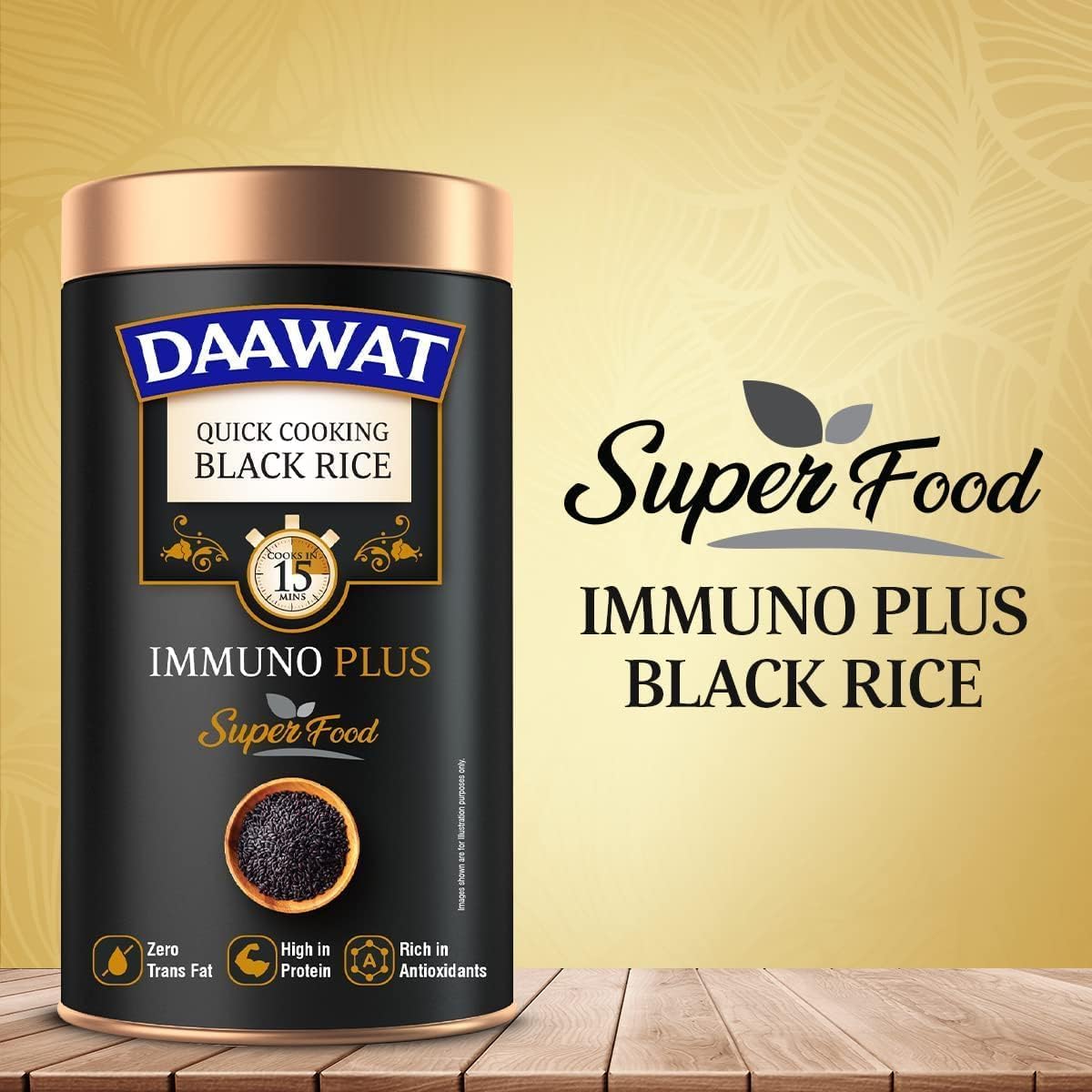 Daawat Black Rice Immuno Plus 1 kg Packung – Superfood mit hohem Proteingehalt, reich an Antioxidantien und Mineralien und fettarm – Vollkorn