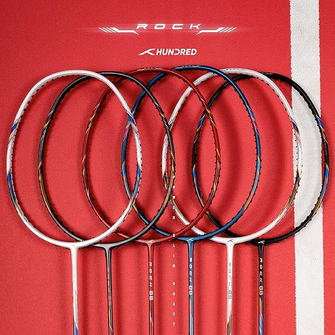 HUNDRED ROCK 88 Carbon Fiber Strung Badminton Racket with Full Racket Cover | For Intermediate Players | 78 grams | Maximum String Tension - 32lbs