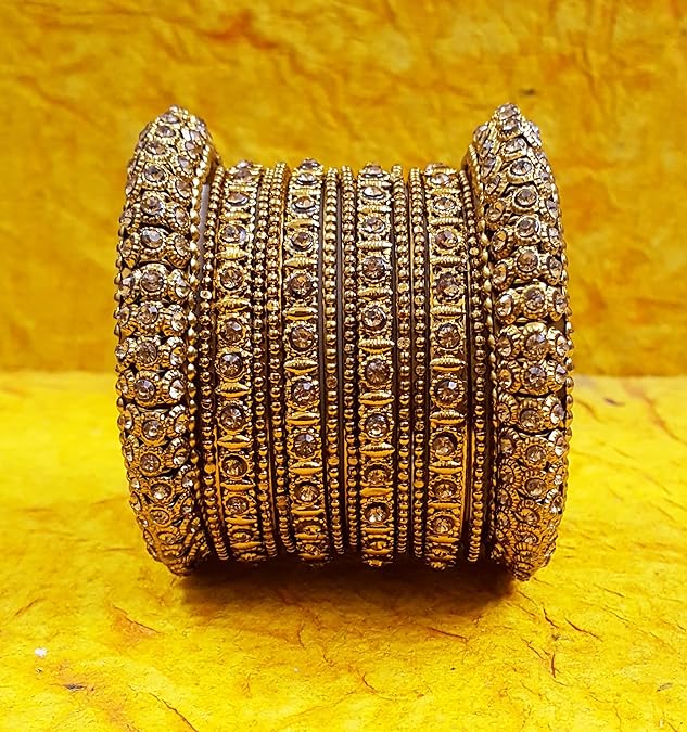 YouBella Gold-Plated & American Diamond Bangle Set for Women and Girls (Size 2.4) | Material: Brass | Skin-friendly | Best for Gifting | Wedding | Party Wear | Stylish | Suitable for All Occasions