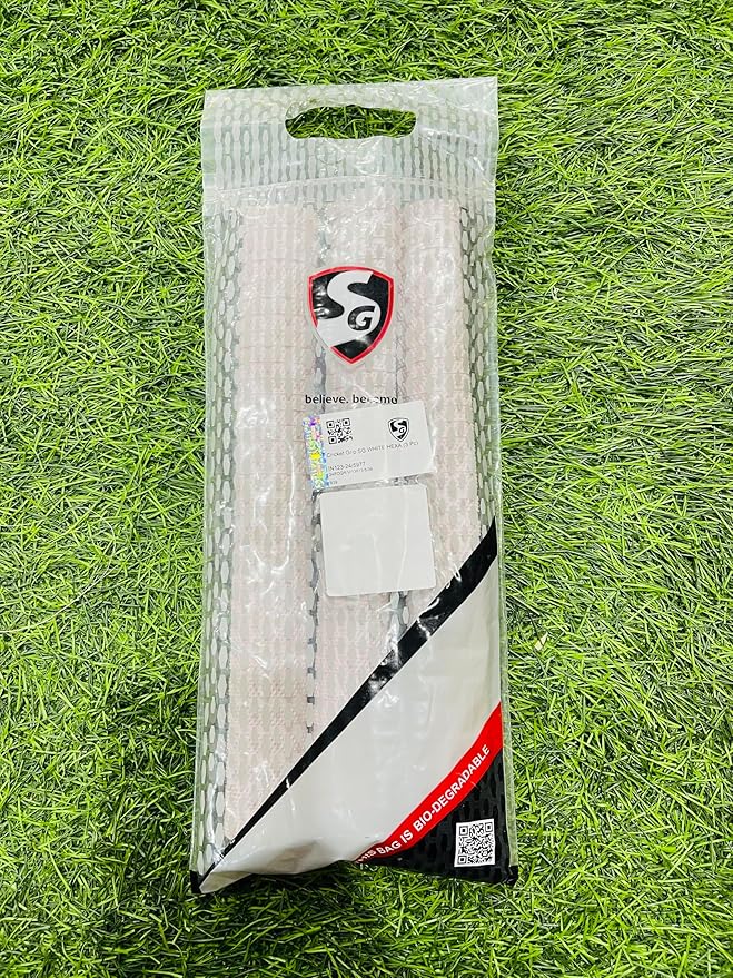SG Hexa Cricketschlägergriff | 3 Stück | Farbe: Weiß | Größe: Standard | Material: Gummi | Langlebig und langlebig | Stark und robust | Stoßdämpfung | Verbesserte Leistung