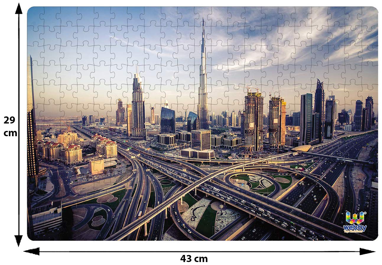 Webby Dubai Skyline Puzzle | 252 Teile | 43 x 29 cm Größe im zusammengesetzten Zustand | A-B-codierte Rückseite für einfaches Zusammensetzen | Fördert Konzentration, Motorik und Problemlösungsfähigkeiten | Geschenk für Kinder ab 6 Jahren
