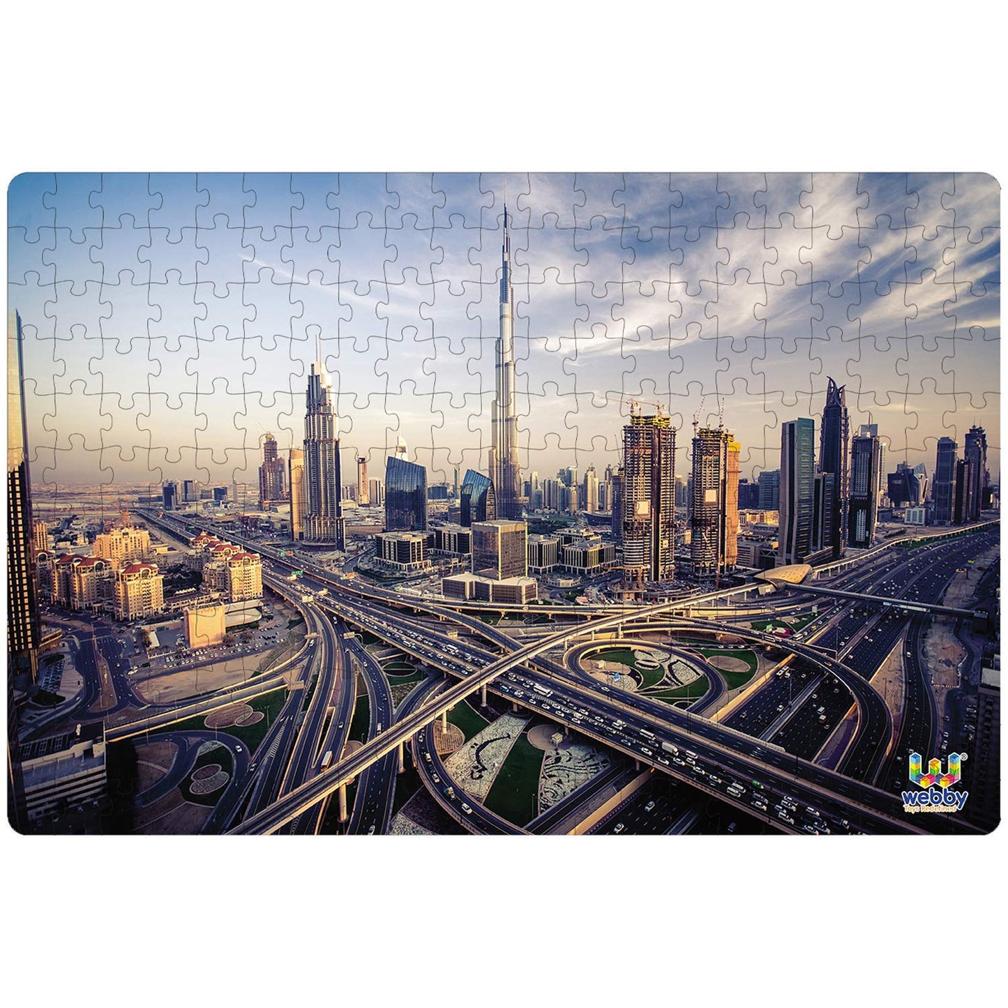 Webby Dubai Skyline Puzzle | 252 Teile | 43 x 29 cm Größe im zusammengesetzten Zustand | A-B-codierte Rückseite für einfaches Zusammensetzen | Fördert Konzentration, Motorik und Problemlösungsfähigkeiten | Geschenk für Kinder ab 6 Jahren