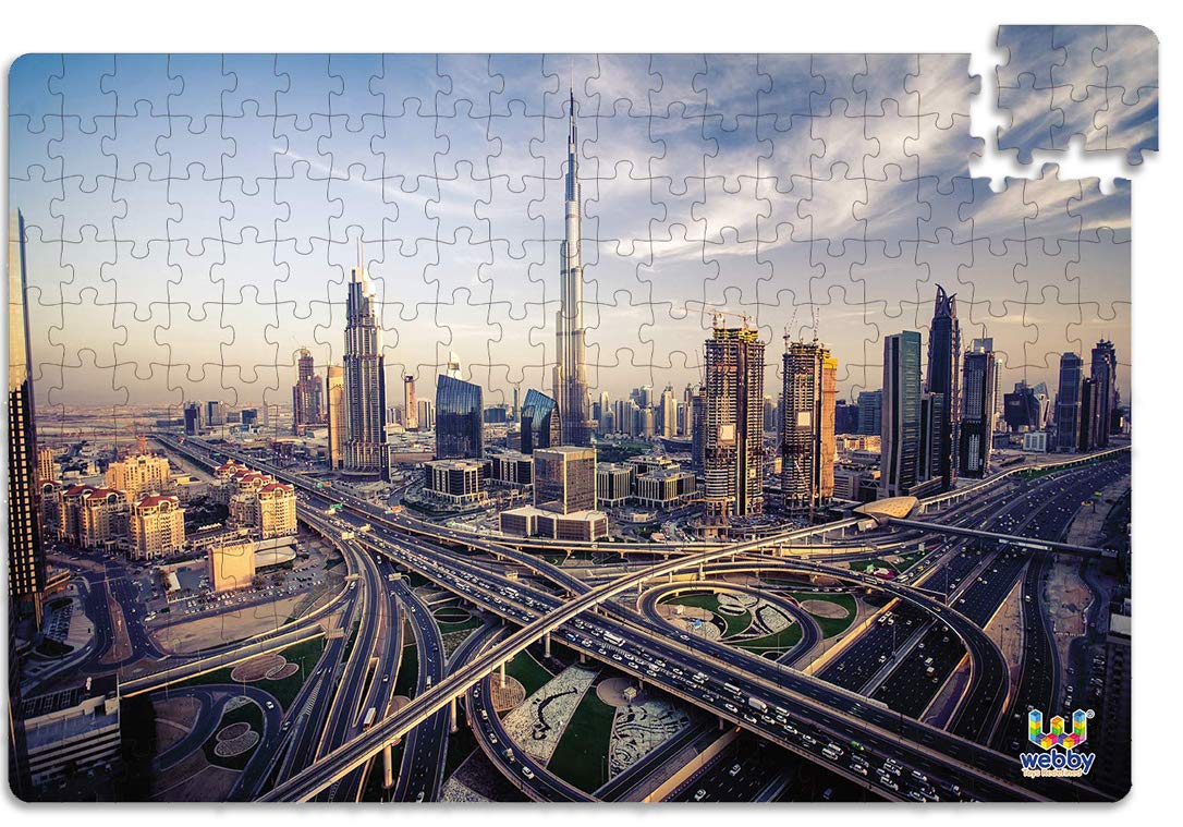 Webby Dubai Skyline Puzzle | 252 Teile | 43 x 29 cm Größe im zusammengesetzten Zustand | A-B-codierte Rückseite für einfaches Zusammensetzen | Fördert Konzentration, Motorik und Problemlösungsfähigkeiten | Geschenk für Kinder ab 6 Jahren