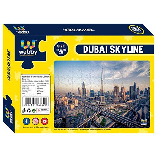 Webby Dubai Skyline Puzzle | 252 Teile | 43 x 29 cm Größe im zusammengesetzten Zustand | A-B-codierte Rückseite für einfaches Zusammensetzen | Fördert Konzentration, Motorik und Problemlösungsfähigkeiten | Geschenk für Kinder ab 6 Jahren